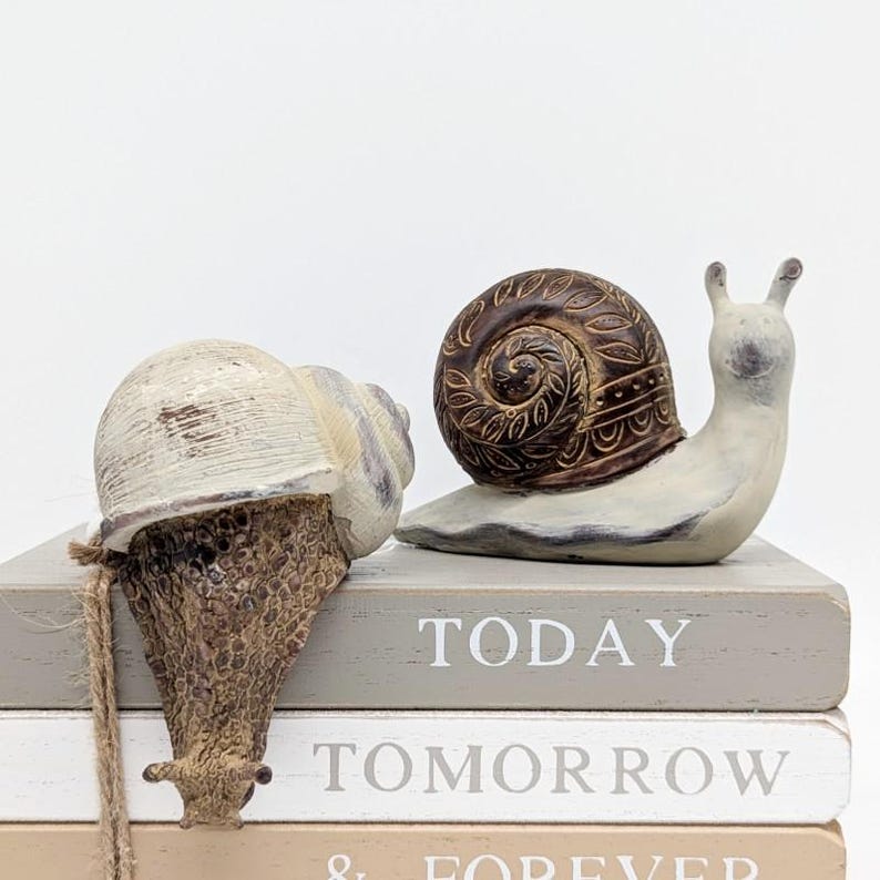 Rusty White Snail Figurine Ornament | Nature Inspired Home Decor Accents image 9