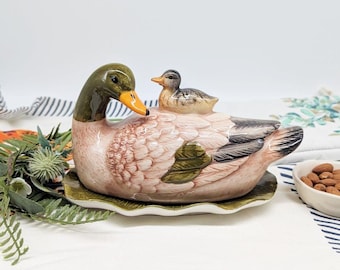 Baby Mommy Duck Ceramic Butter Dish