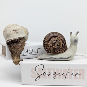 Rusty White Snail Figurine Ornament | Nature Inspired Home Decor Accents image 8