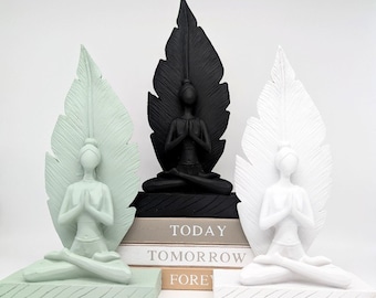 Sage White Black Namaste Yoga Girl Statue, 26cm | Yoga Gifts | Namaste Women Decor | Home Decor