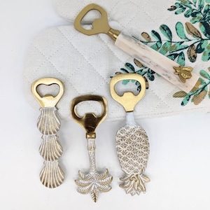 Coastal White Gold Beer Bottle Opener - Pineapple, Palm, Shell, Bee | Beer Gifts | Gifts for Him | Coastal Gifts