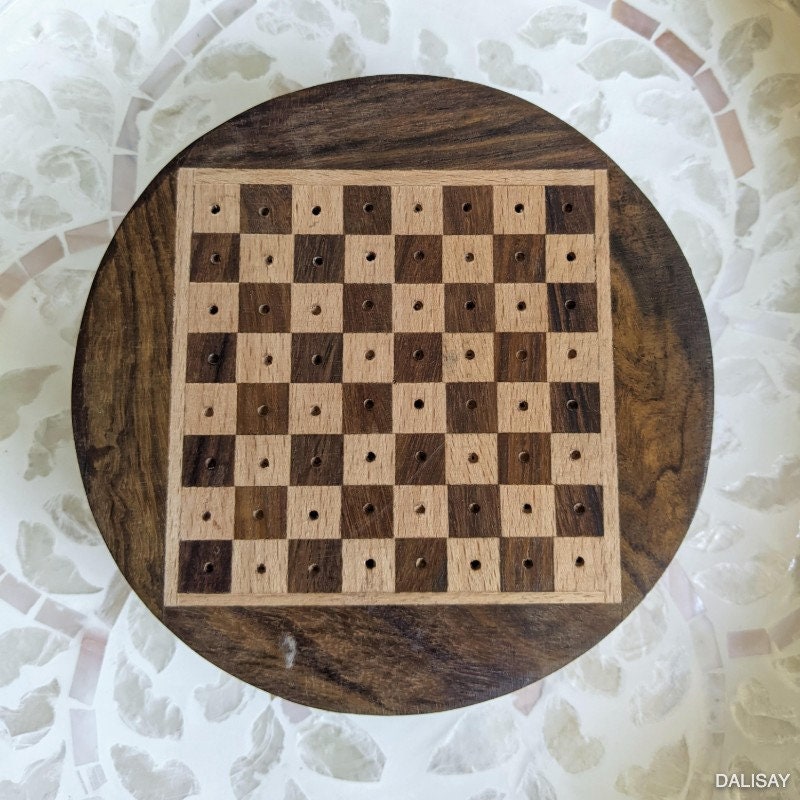 Round Chess Board With Wooden Drawer Storage - Etsy Australia