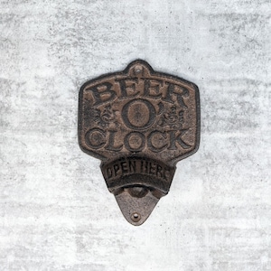 Beer O Clock Cast Iron Beer Bottle Opener, 15cm | Man Cave Decor | Gifts for Him