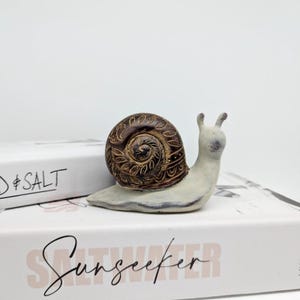 Rusty White Snail Figurine Ornament | Nature Inspired Home Decor Accents image 6
