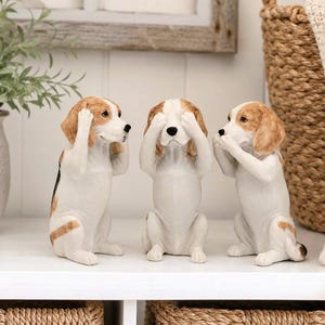 „Kein Böses sehen, hören, sprechen“-Beagle-Hundefigur – 3er-Set | Geschenkideen für Haustiere