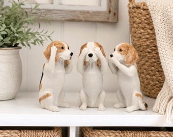 No Evil See Hear Speak Beagle Dog Figurine - Set of 3 | Pet Gifts