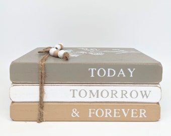 Today and Forever Quote Wooden Block Decor Ornament | Housewarming Home Gifts