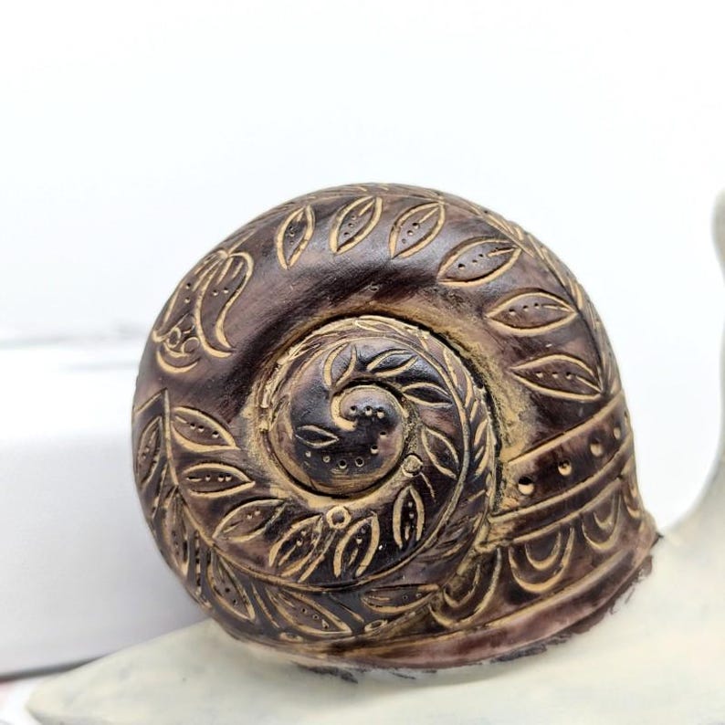 Rusty White Snail Figurine Ornament | Nature Inspired Home Decor Accents image 5