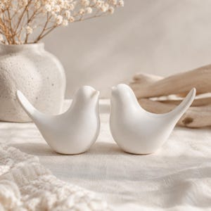 White Dove Bird Ceramic Figurine Ornament - Set of 2  | Home Gifts