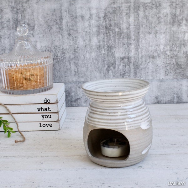 Natural White Ceramic Oil Burner Wax Melter, 10.5cm