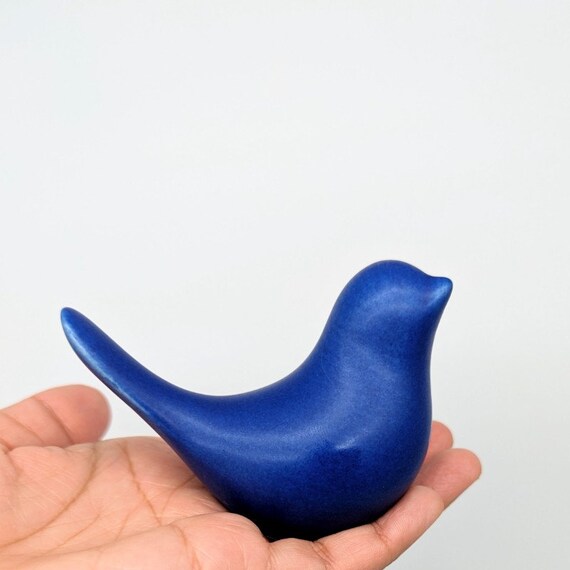 小さなネイビーブルーの鳩の陶器製置物 - 2個セット | 鳩のギフト