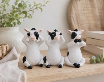 Cow Figurine Set - No Evil See Hear Speak Cow | Country Style Home Decor
