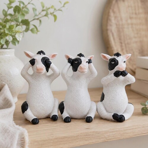 Cow Figurine Set - No Evil See Hear Speak Cow | Country Style Home Decor