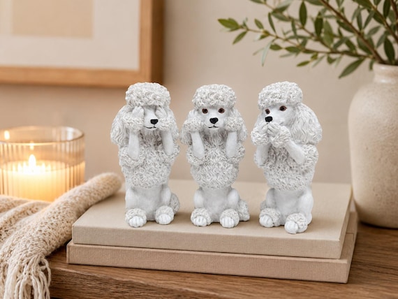 Poodle Dog Figurine Set -no Evil See Hear Speak | Animal Statue