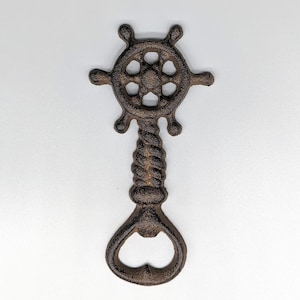 Ship Wheel Cast Iron Bottle Opener | Unique Bottle Opener | Gift for Him