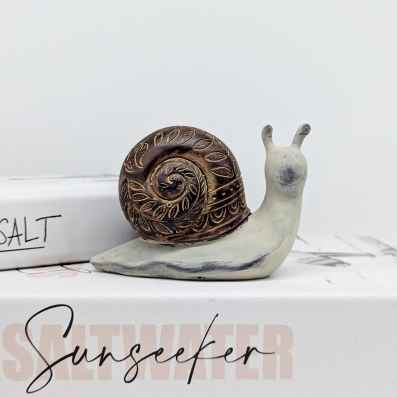 Rusty White Snail Figurine Ornament | Nature Inspired Home Decor Accents image 3