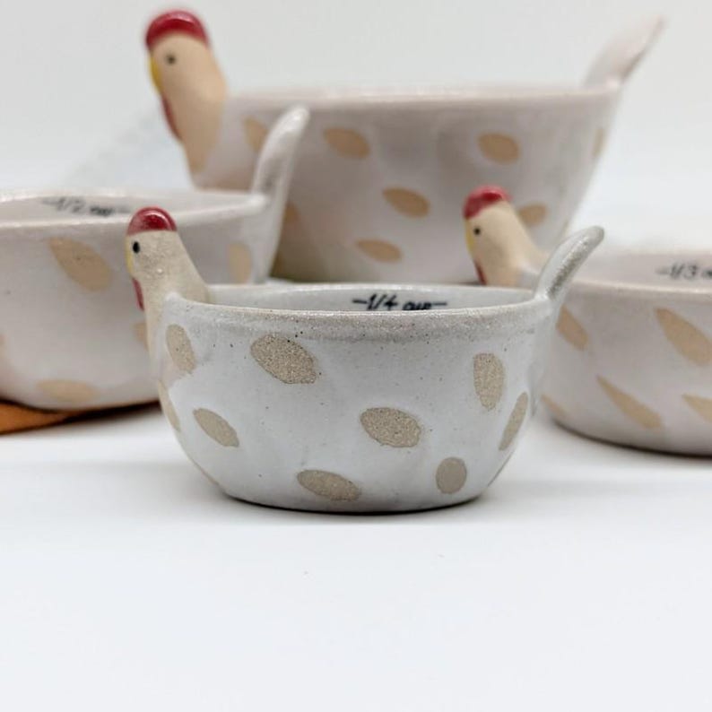 Chicken Measuring Cups 4 Piece Set | Gift for Bakers | Rooster Hen Cute ...