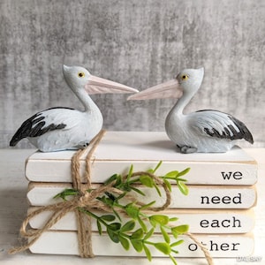 Set mit 2 Pelikan Vogel Skulptur Figur