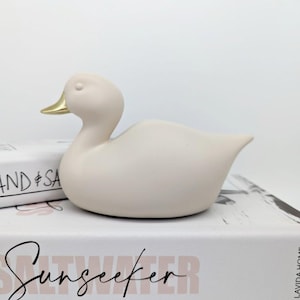 Ivoor gouden eendstandbeeld | Eend met gouden snavel | Eendcadeaus | Woondecoraties