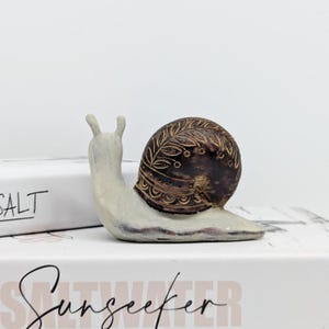 Rusty White Snail Figurine Ornament | Nature Inspired Home Decor Accents image 4