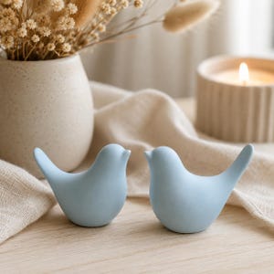 Sky Blue Dove Bird Ceramic Figurine Ornament - Set of 2 | Home Gifts
