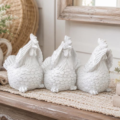 No Evil See Hear Speak Hen - Set of 3 | Chicken Gifts | Country Home Decor