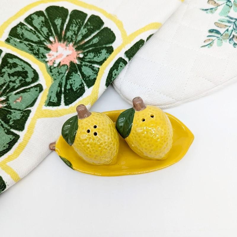 Yellow Lemon Salt Pepper Shaker Set | Housewarming Home Kitchen Gifts