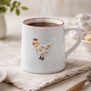 Tazza da tè/caffè in ceramica con pollo immagine 1