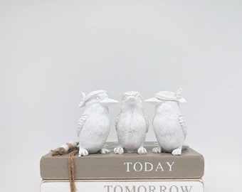 No Evil See Hear Speak White Kookaburra Figurine - Set of 3 | Kookaburra Gifts | Kookaburra Decor | Bird Lover's Gifts | Home Gifts