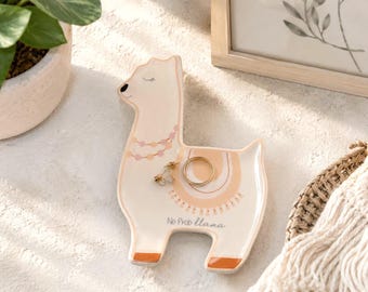 Llama Ceramic Trinket Dish | Farm Animal Gifts | Jewellery Display