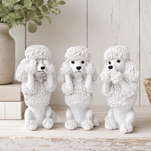 Poodle Dog Figurine Set -no Evil See Hear Speak | Animal Statue