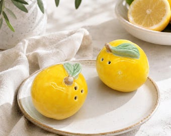 Ceramic Lemon Salt and Pepper Shakers | Kitchen Decor, Housewarming Gift