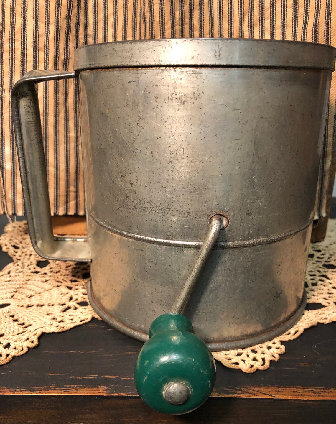 Vintage Hodges Flour Sifter with Green Wooden Handle Etsy