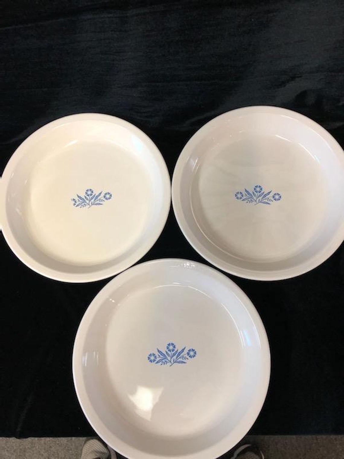 Vintage Corelle Cornflower Blue Pie Plate Set of Three Etsy