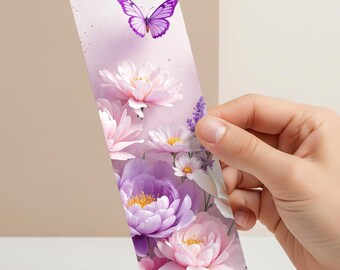 Personalized Butterfly Bookmark Floral Tassel Pink Purple Vinyl Durable Laminated Reading Marker Book Lover Present Elegant Gift Teacher