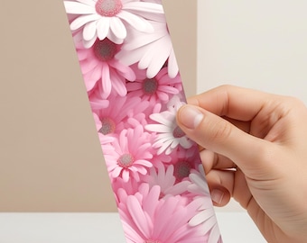 Personalized Floral Bookmark Pink Daisy Custom Name Laminated Reading Accessory Tassel Book Marker Vinyl Protected Cute Gift Bookworm