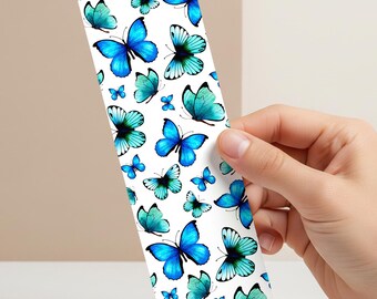 Blue Butterfly Bookmark Laminated Cardstock Vinyl Protected Decorative Page Marker Tassel Design Elegant Personalized Gift Book Reader