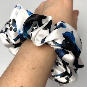 Cat Scrunchie, Space Cats Scrunchie, Cat Silhouette Scrunchie, Hair Accessory, Scrunchie Handmade, Standard Size Satin Scrunchie