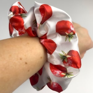 Scrunchie Strawberry Scrunchie Satin Scrunchie Strawberry Hair Tie Strawberry Hair Accessory