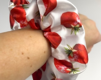 Scrunchie Strawberry Scrunchie Satin Scrunchie Strawberry Hair Tie Strawberry Hair Accessory