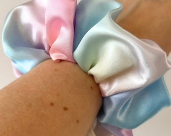 Pastel Color Scrunchie, Multicolor Scrunchie, Colorful Hair Scrunchie, Satin Scrunchie