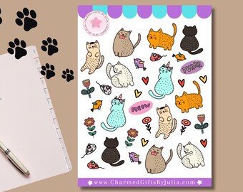 Cat Stickers Sheet Journal Stickers Sheet Cute Party Stickers