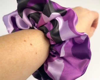 Scrunchie Purple Camo Satin Scrunchie Purple Scrunchie Hair Accessory Camo Scrunchie Handmade Camo Standard Size Satin Scrunchie