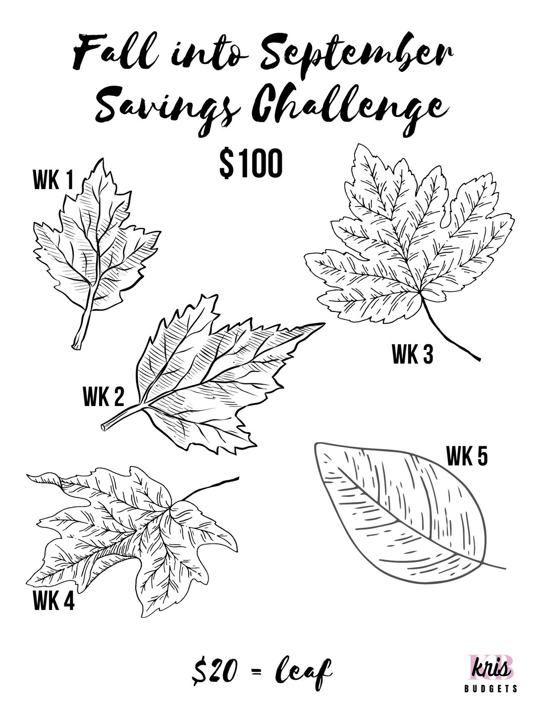 Fall Into September Savings Challenge September Savings Challenge 100 ...