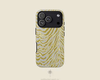 Funda resistente con estampado de cebra dorado / Funda para teléfono con estampado animal