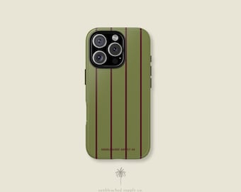 Funda para teléfono con rayas verticales verde oliva / Funda resistente
