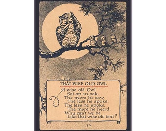 3.5&quot; Magnet - The Wise Old Owl - Vintage Reproduction of a 1930&#39;s John Martin Children&#39;s Magazine.