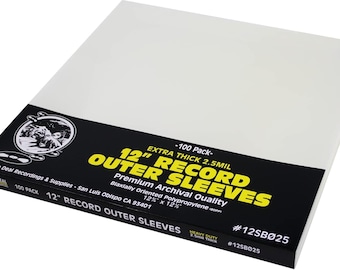12&quot; Archival Crystal Clear Vinyl LP Record Outer Sleeves - 2.5 mil EXTRA THICK Biaxially-Oriented Polypropylene -