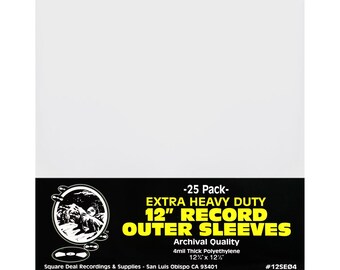 12&quot; Record Outer Sleeves - Archival Quality - Extra HEAVY DUTY 4 Mil Thick - Soft Virgin Polyethylene