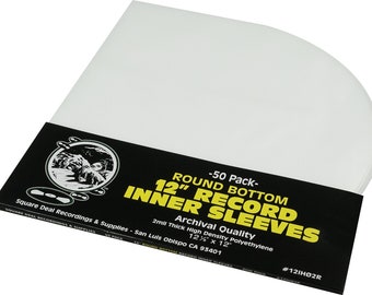 12&quot; Archival ROUND BOTTOM Plastic LP Vinyl Record Inner Sleeves #12IH02R